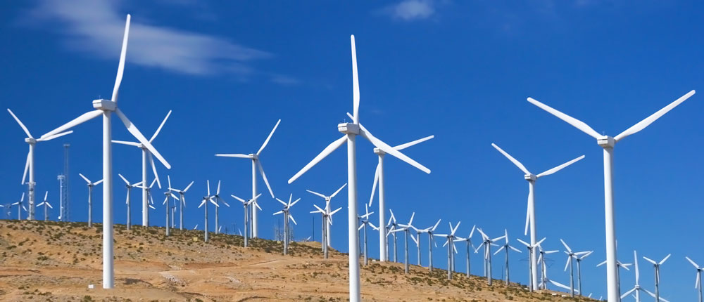 a group of wind turbines on a wind farm in the US
